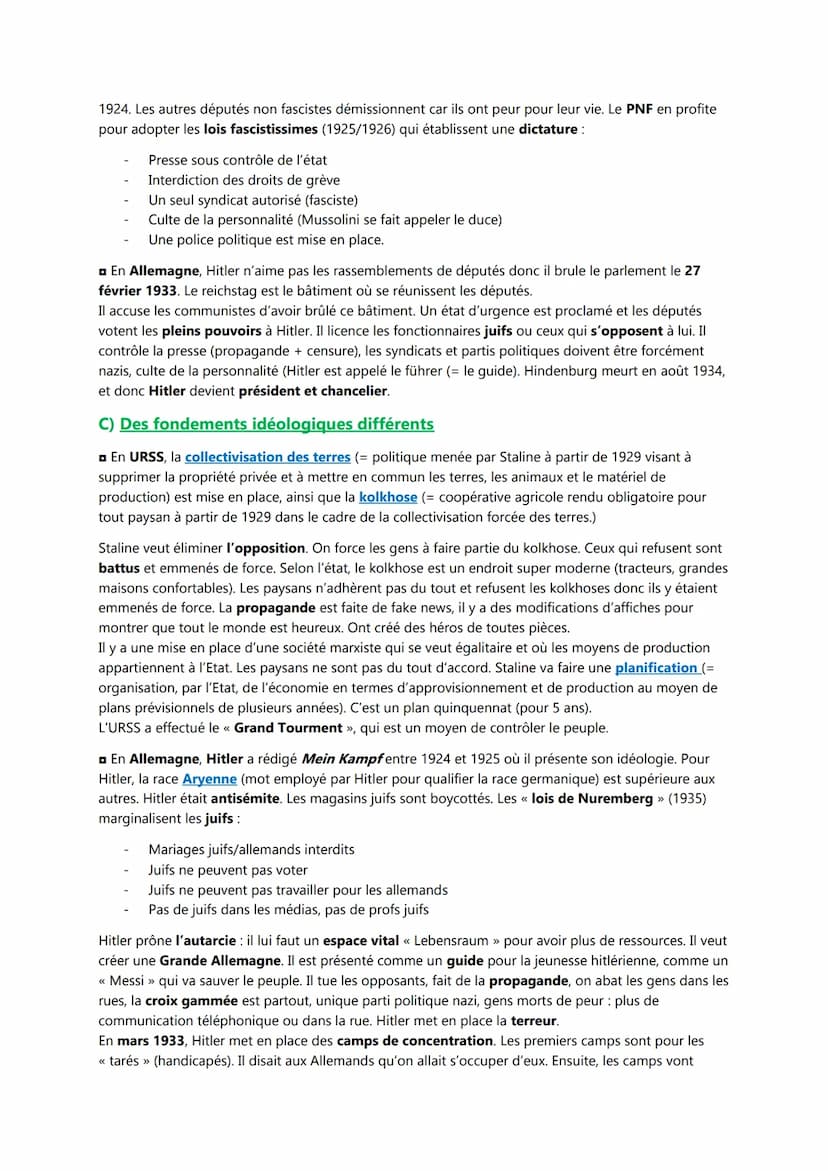 Chapitre II
Les régimes totalitaires
Introduction
La crise de 1929 a permis la mise en place de régimes totalitaires en Europe: Stalinisme e