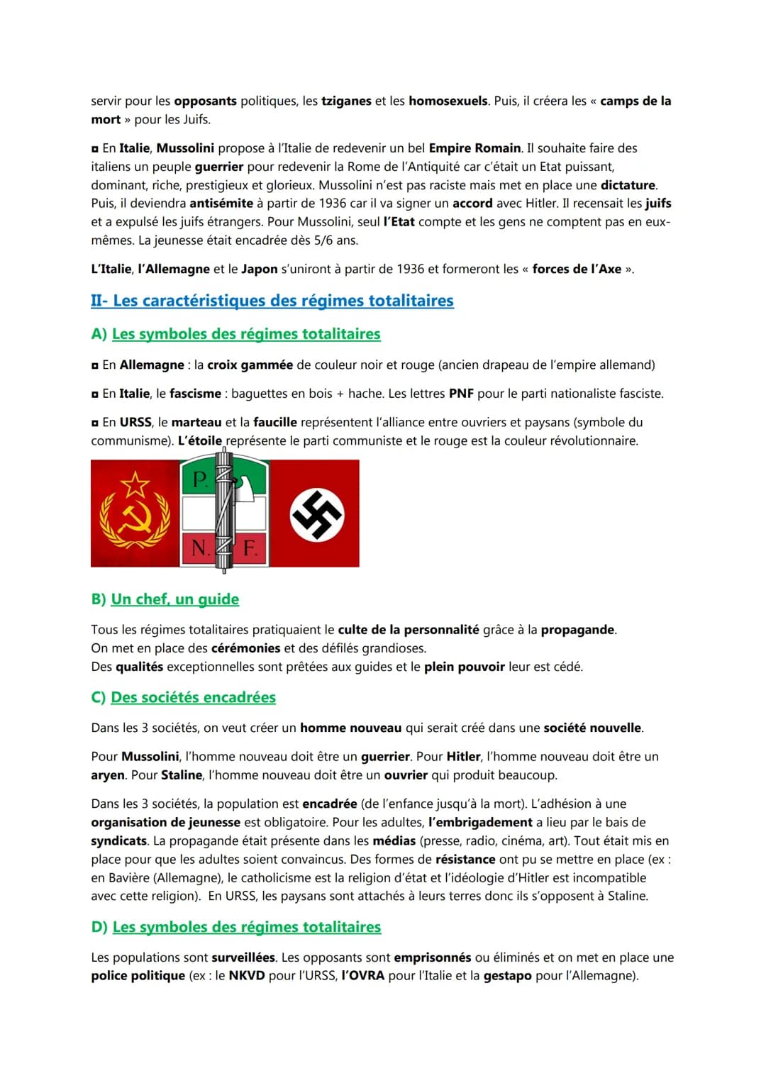 Chapitre II
Les régimes totalitaires
Introduction
La crise de 1929 a permis la mise en place de régimes totalitaires en Europe: Stalinisme e