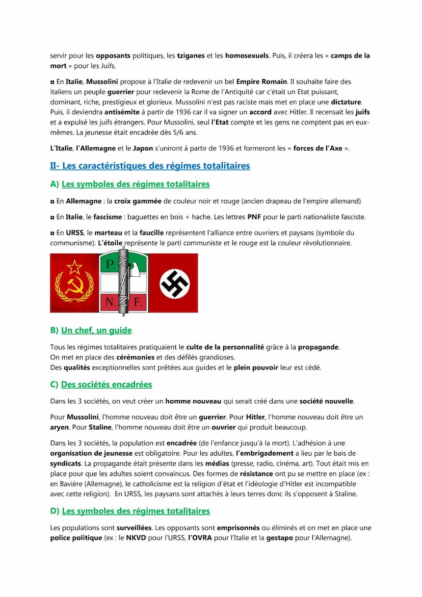 Chapitre II
Les régimes totalitaires
Introduction
La crise de 1929 a permis la mise en place de régimes totalitaires en Europe: Stalinisme e