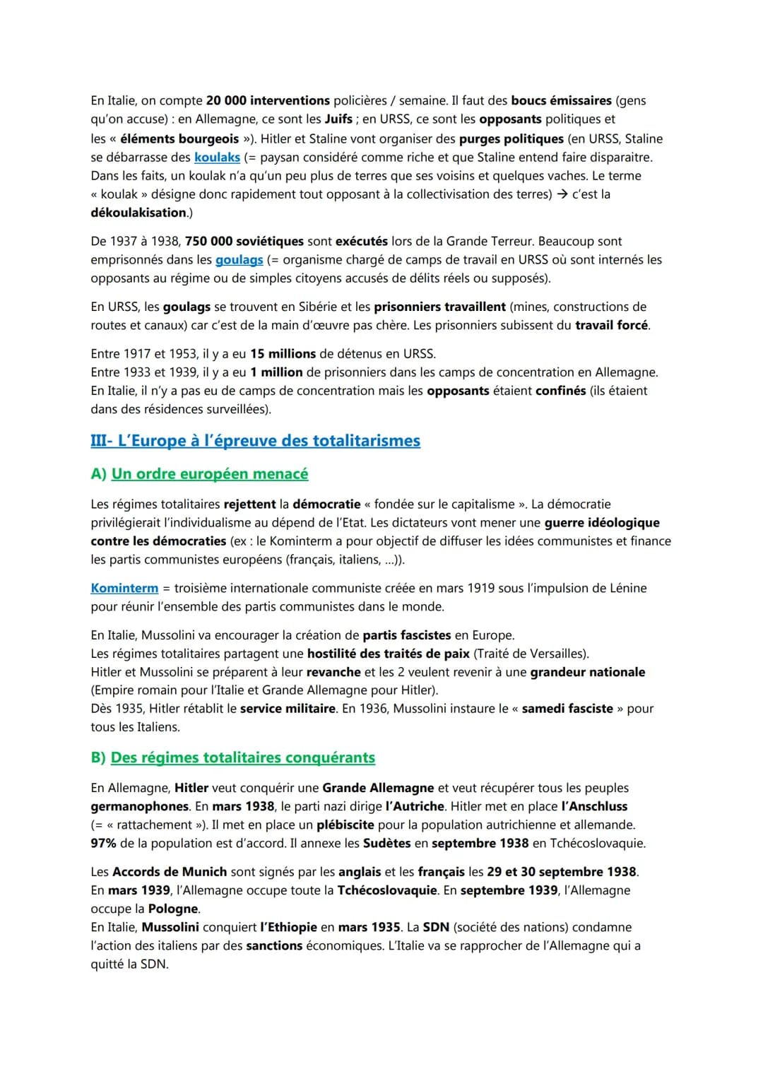 Chapitre II
Les régimes totalitaires
Introduction
La crise de 1929 a permis la mise en place de régimes totalitaires en Europe: Stalinisme e