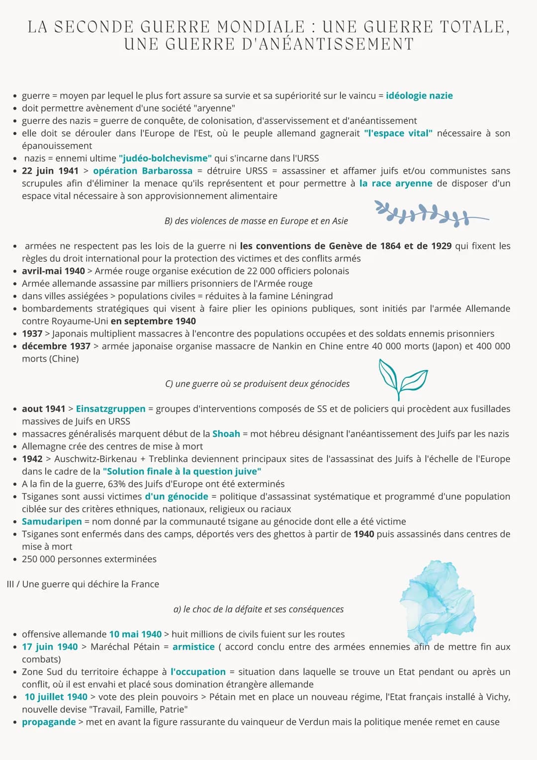 Introduction
• guerre totale = guerre qui mobilise tous les moyens et toutes les populations à son paroxysme en raison de sa
dimension idéol