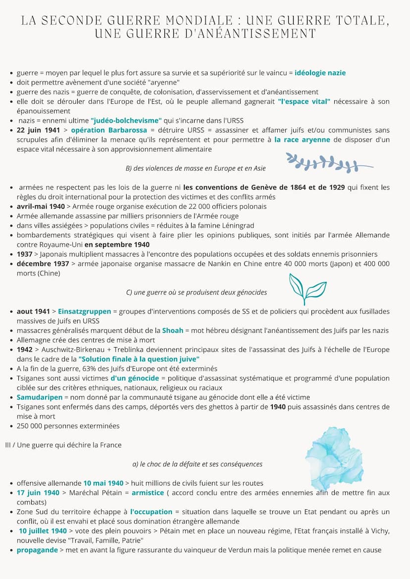 Introduction
• guerre totale = guerre qui mobilise tous les moyens et toutes les populations à son paroxysme en raison de sa
dimension idéol
