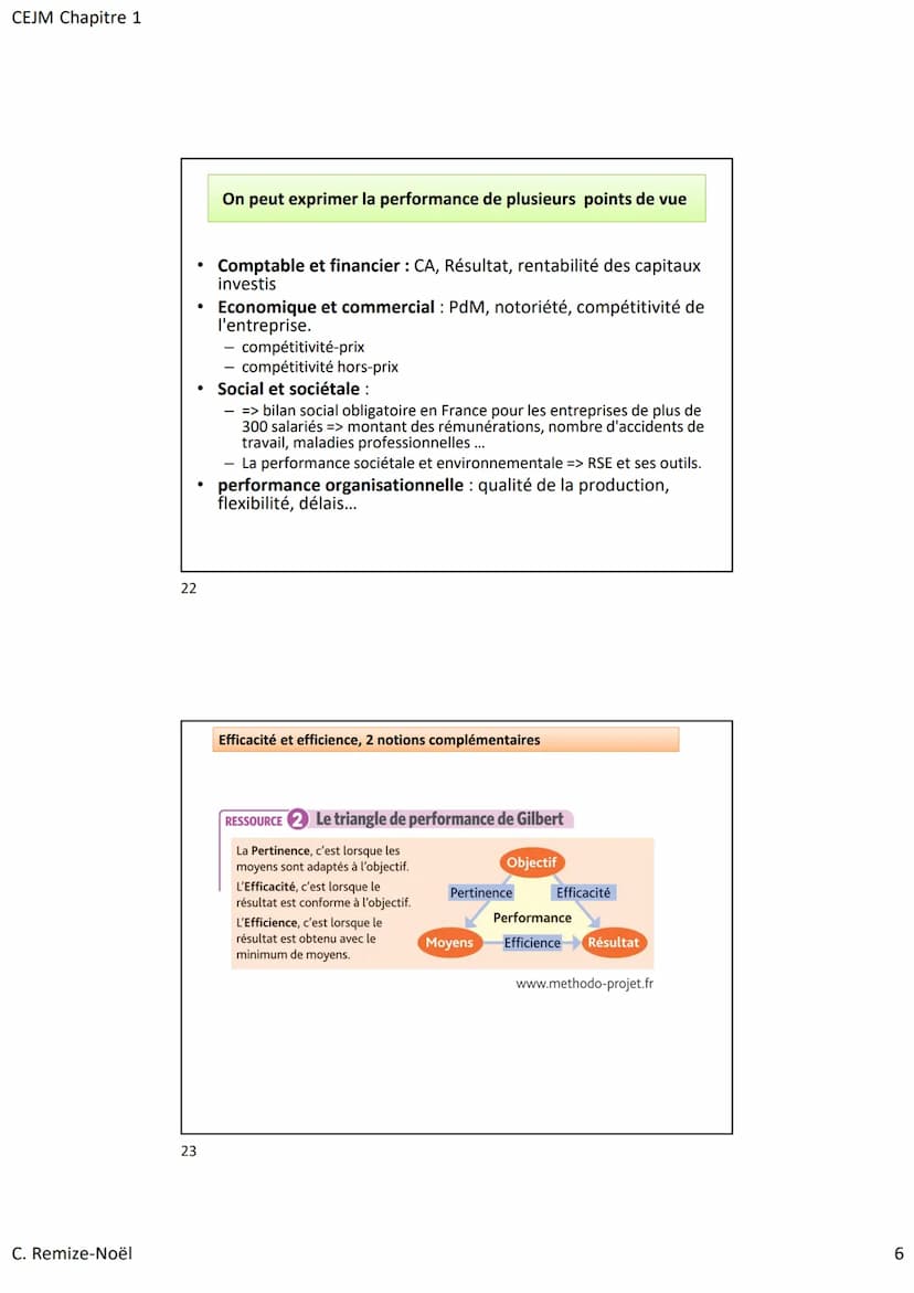 CEJM Chapitre 1
C. Remize-Noël
7
8
Finalité de l'entreprise = sa raison d'être
Finalité économique
Développement et pérennité
de l'entrepris