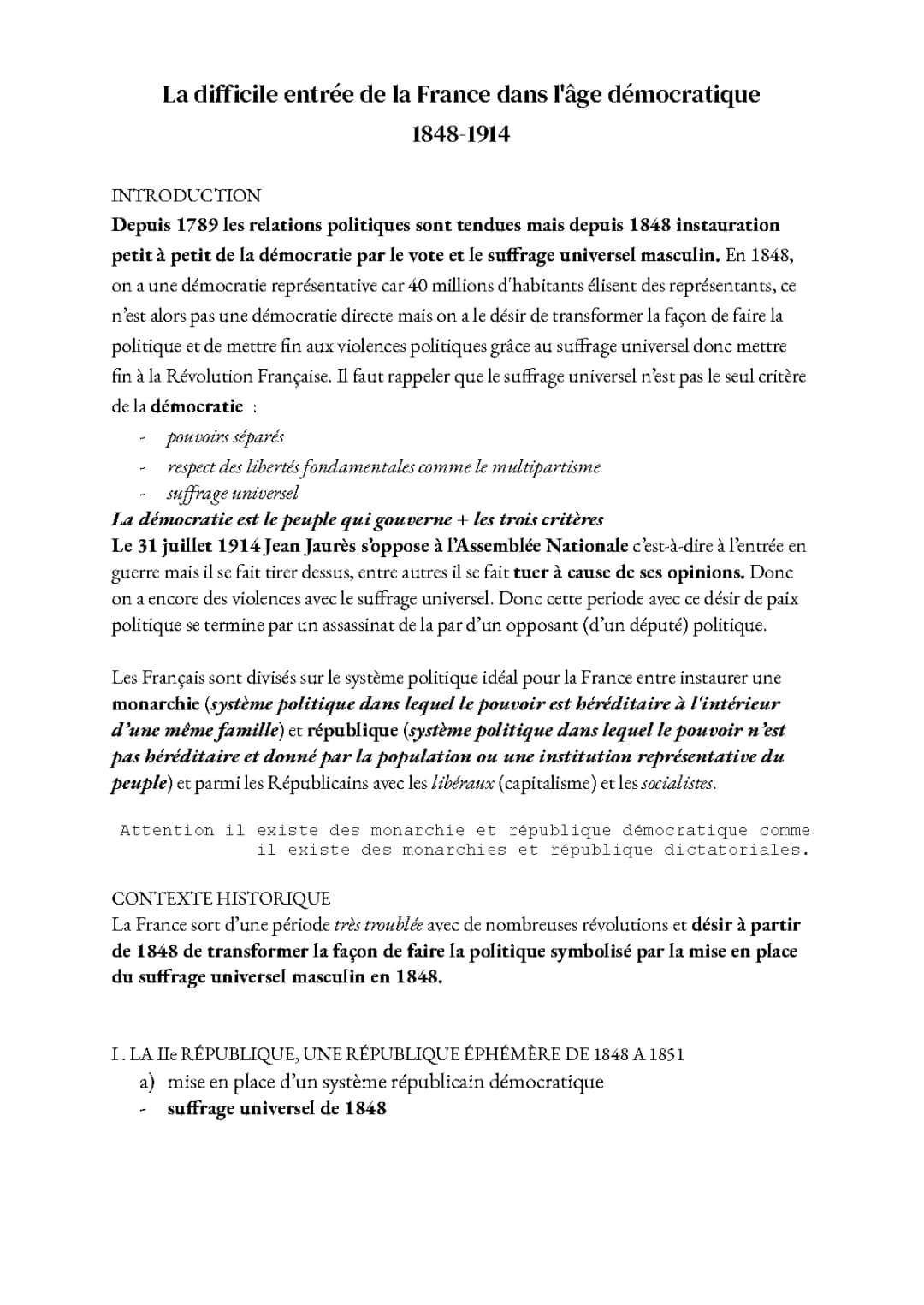 Comprendre l'histoire de la démocratie en France (1848-1914)