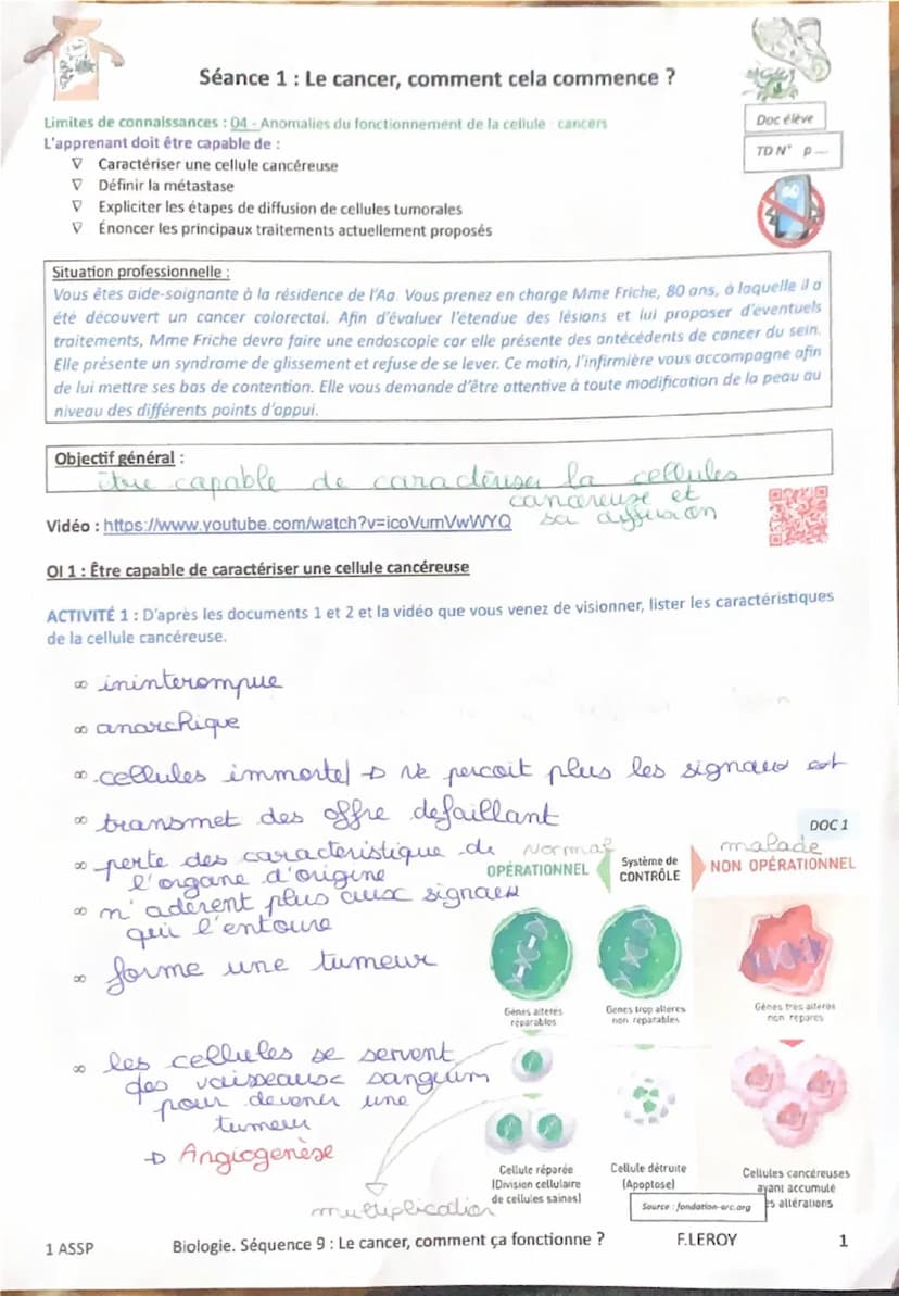 Définition
• Maladie provoquée par le développement
anarchique de cellules anormales.
•Les cellules sont appelées CELLULES
NEOPLASIQUES.
Ell