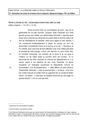 Know Lecture linéaire Olympe de Gouges Le dialogue conflictuel avec le juge thumbnail