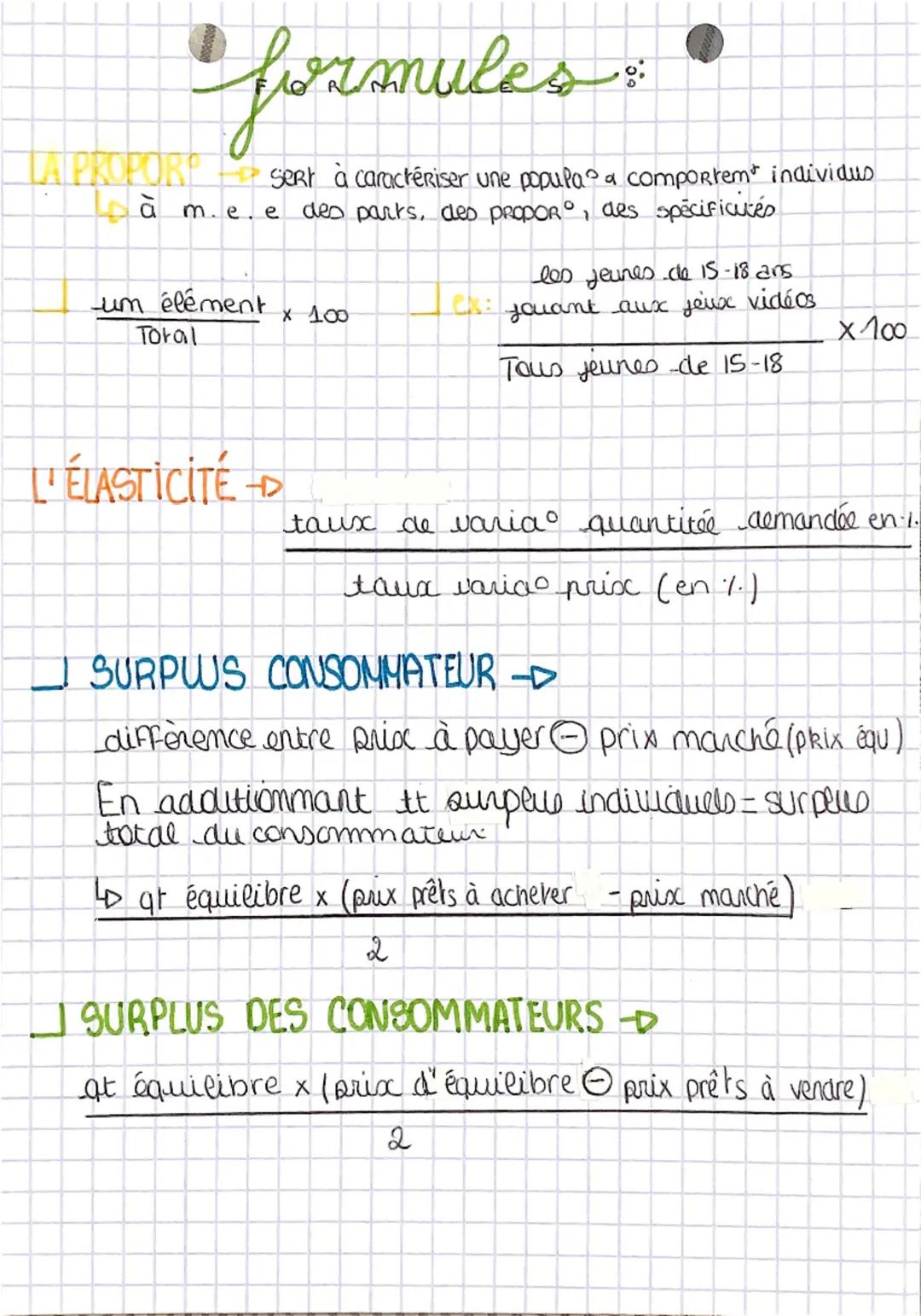LA PROPORE
formules
Sert à caractériser une popula? a comportem individus
à m.e. e des parts, des PROPOR°, des spécificités
um élément
× 100