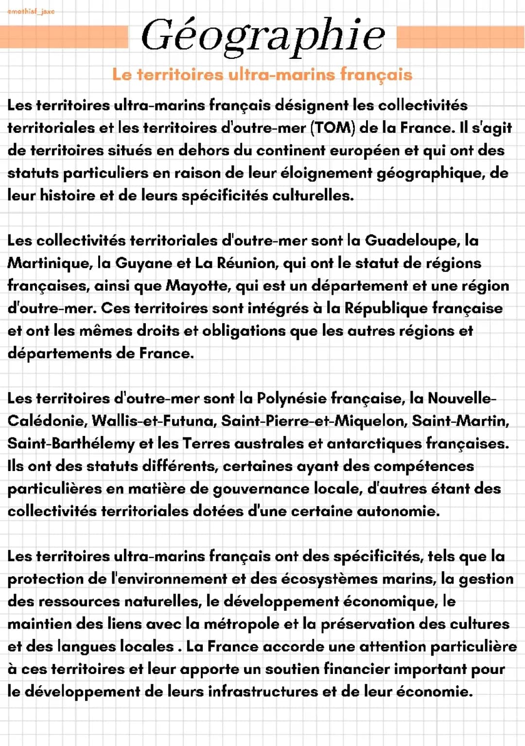 Le territoires ultra-marins français