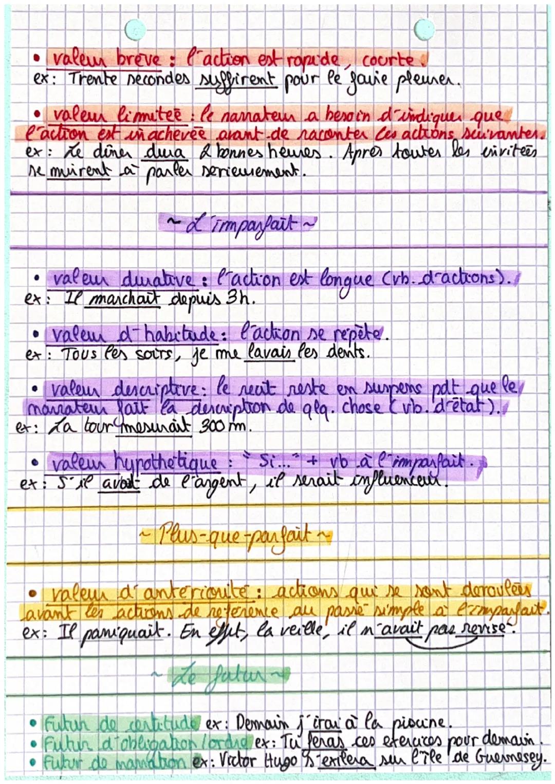# Français

~ Les valeurs des temps ~

~ Le Present~

*   présent d'énonciation: moment où l'on parle..
ex: J'écris une histoire.
*   presen
