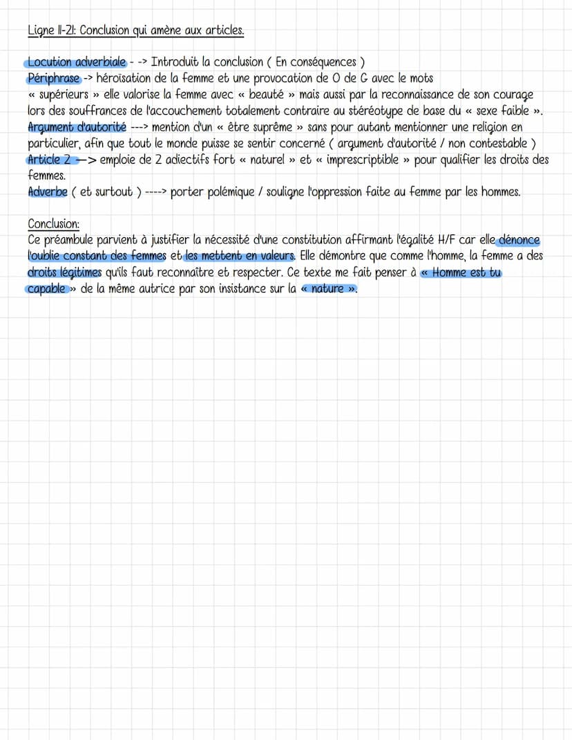 Olympe de gouge: Le préambule et les premières articles de la
déclaration
Introduction
Les lumières étaient un mouvement intellectuel import