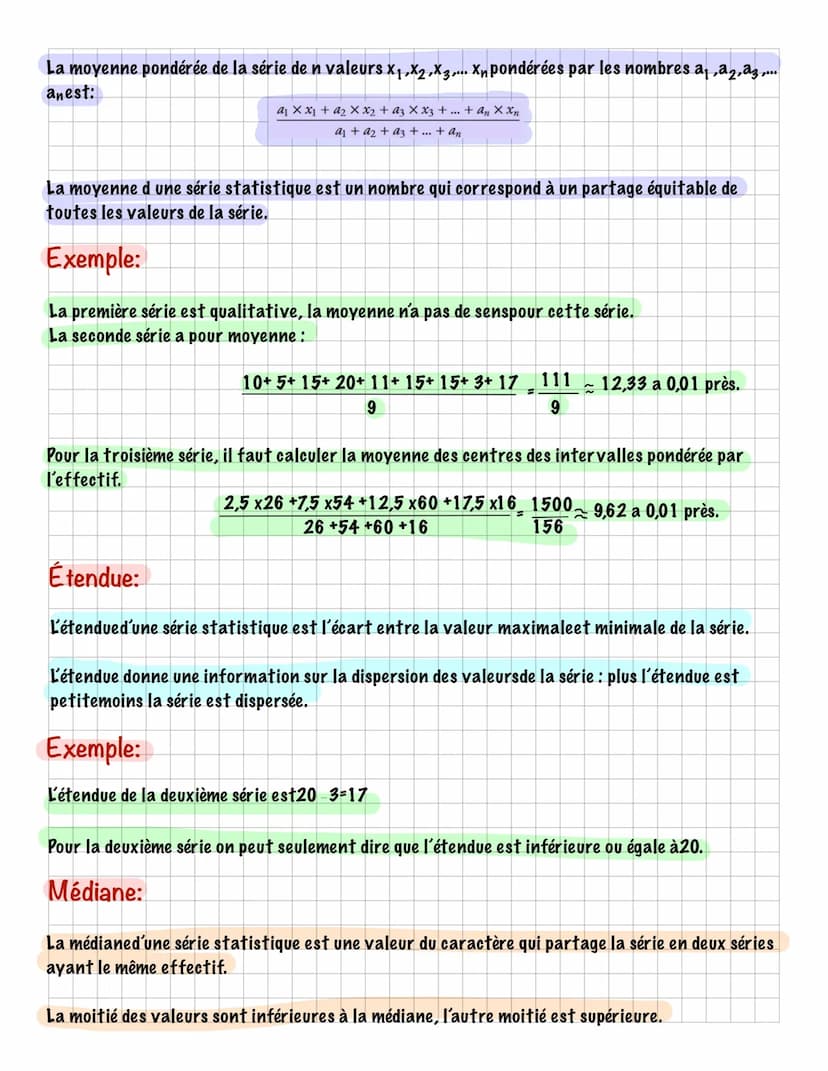 STATISTIQUES
Vocabulaire:
Une série statistique est une liste de valeurs obtenues en étudiant une population ( des élèves,
des plantes, des 