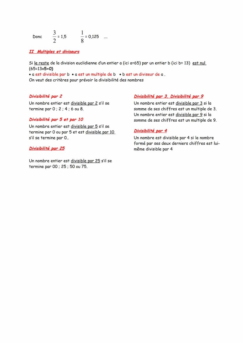 I Nombres en écriture fractionnaires rappels.
a et b sont deux nombres, avec b‡ 0
Le quotient a: b de a par b est le nombre qui multiplié pa