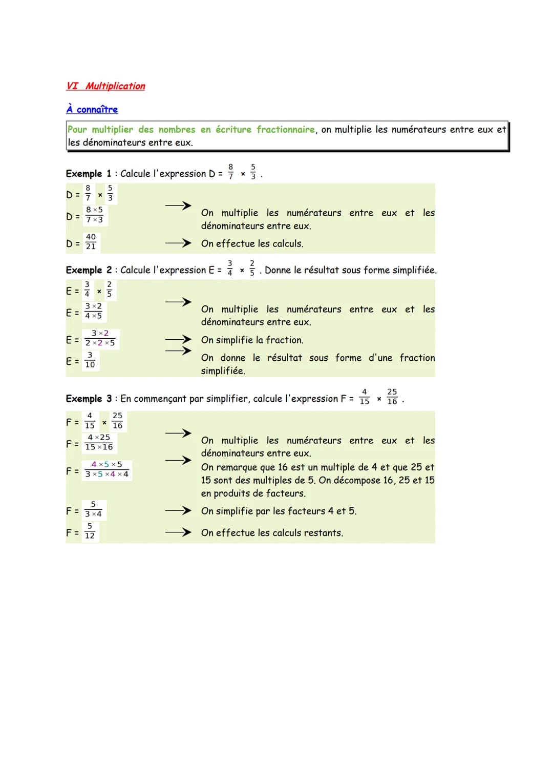 I Nombres en écriture fractionnaires rappels.
a et b sont deux nombres, avec b‡ 0
Le quotient a: b de a par b est le nombre qui multiplié pa