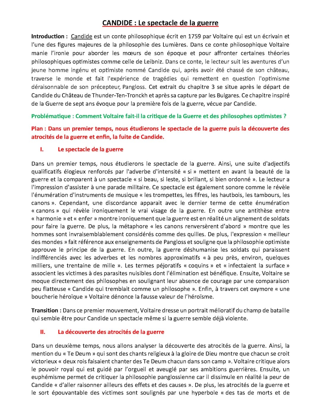 Analyse linéaire, CANDIDE, Chapitre 3