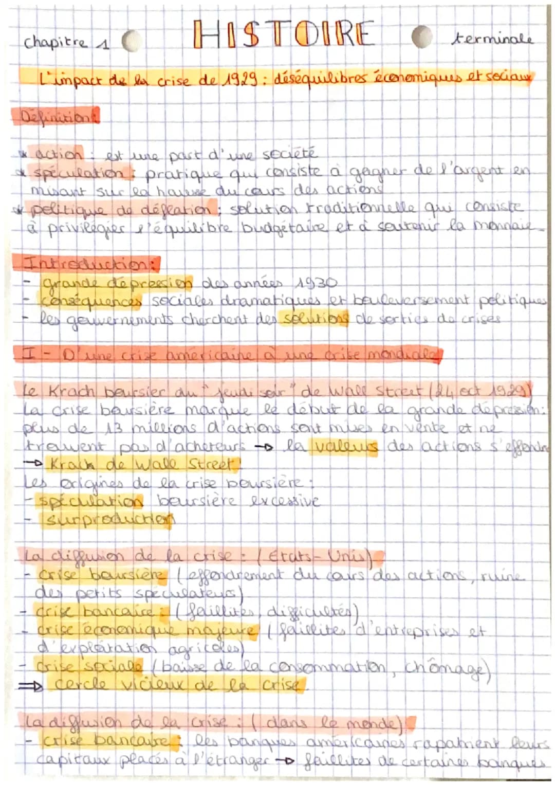 Chapitre C
terminale
L'impact de la crise de 1929: déséquilibres économiques et sociaux
Definitions
HISTOIRE
action
est une part d'
société
