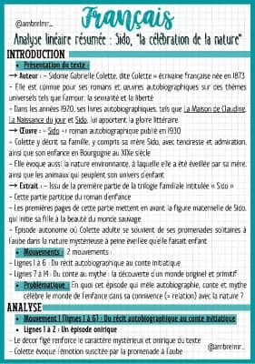 Know Sido, "la célébration de la nature" (analyse linéaire résumée) thumbnail
