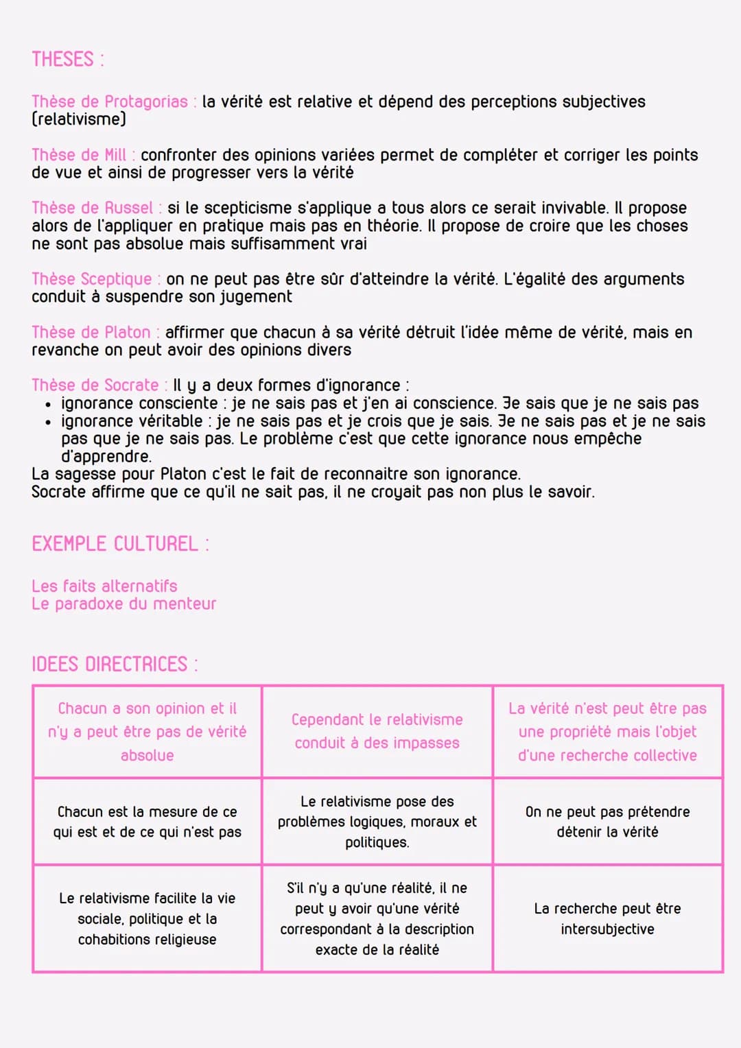 La Vérité
PHILOSOPHIE
-
CHAPITRE 4
LA VERITE : ce qui est vrai, c'est ce qui correspond à la réalité, ce qui décrit correctement
les faits
L