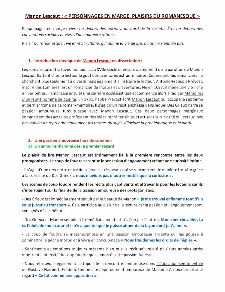 Know Fiche de révision pour le parcours PERSONNAGES EN MARGE, PLAISIRS DU ROMANESQUE thumbnail