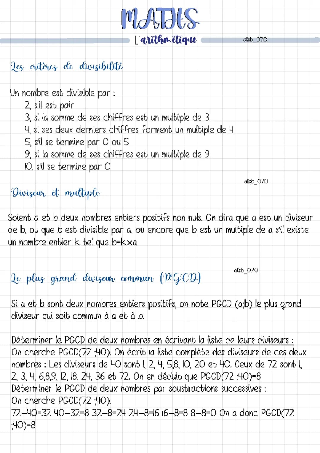 Maths: L’Arithmétique