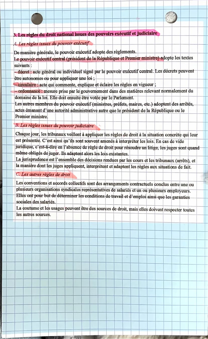 •
شاه
der alt
Synthèse rédigée
2 Les sources du droit
En France, les pouvoirs législatif, exécutif et judiciaire sont séparés. Ils sont attr
