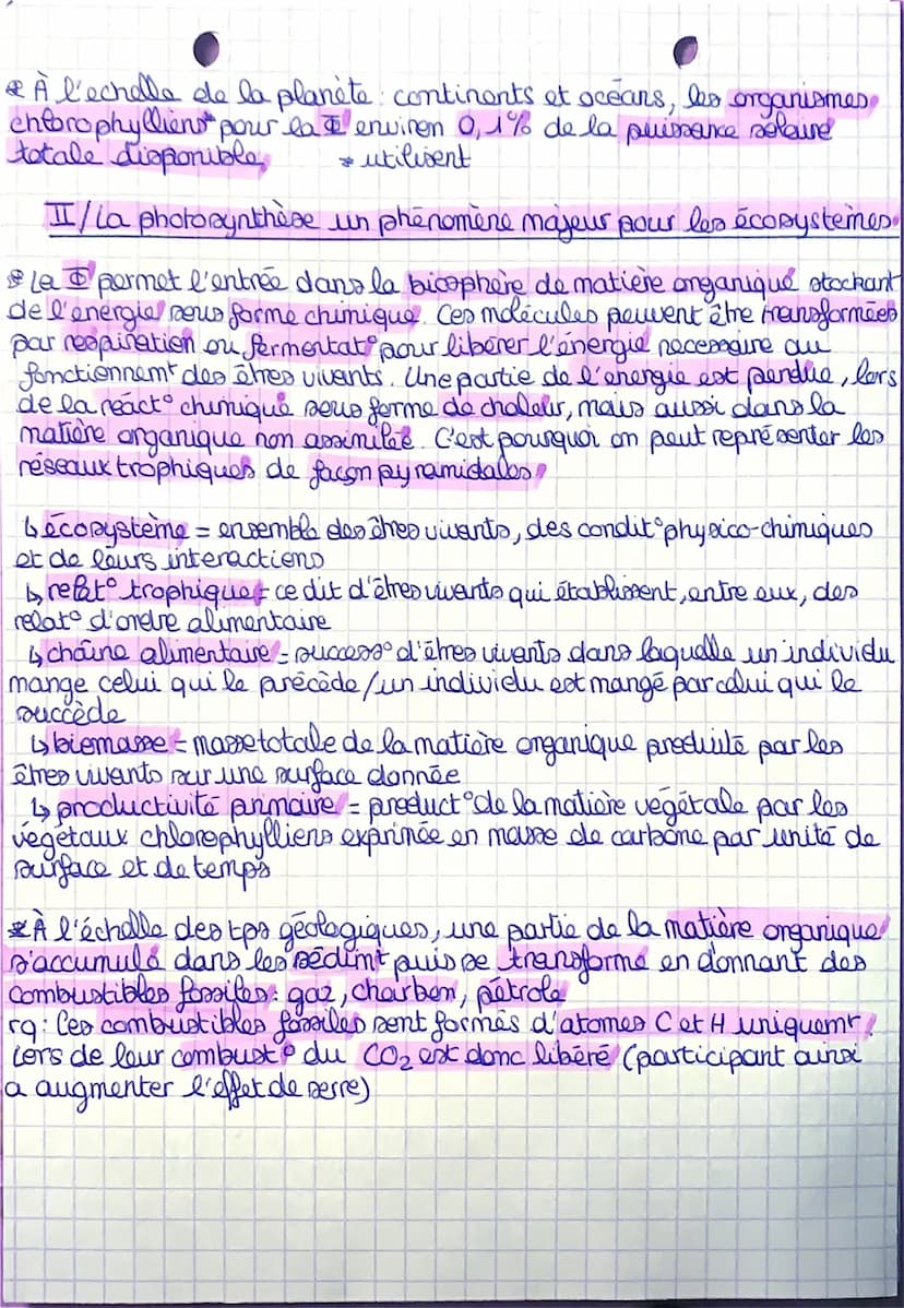 Lenseignement
6
scientifique
CHAPITREG: LA PHOTOSYNTHESE
I/Photosynthère
et conversion de l'energie solaire un phénomène pou
efficace
A l'éc