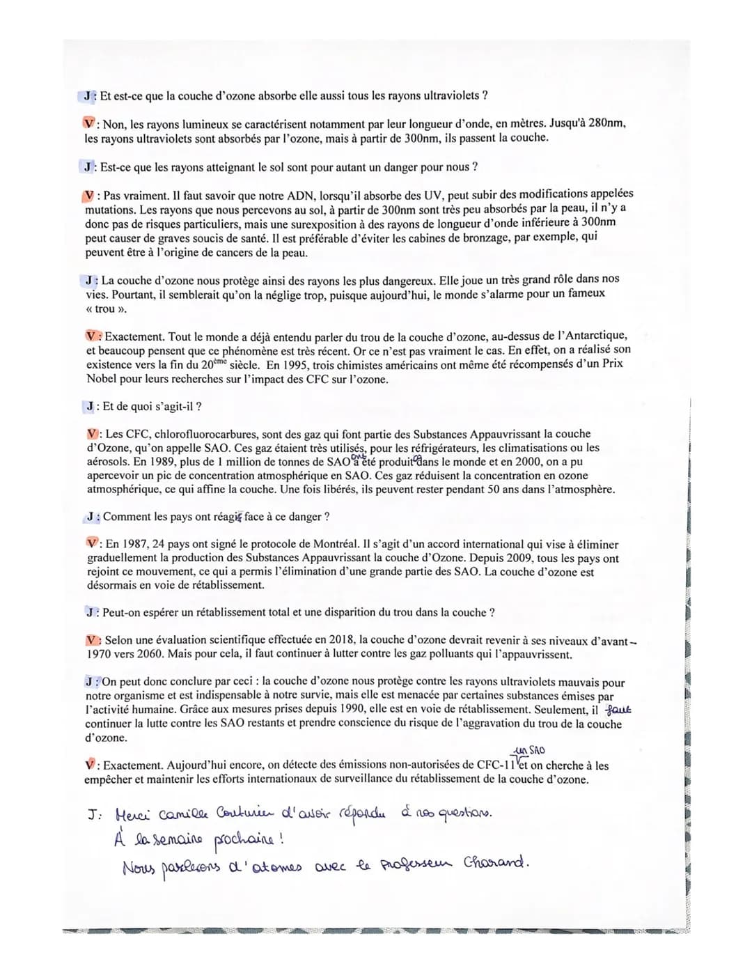 
<h2 id="lerledelacouchedozone">Le rôle de la couche d'ozone</h2>
<p>La couche d'ozone est une partie essentielle de l'atmosphère terrestre,