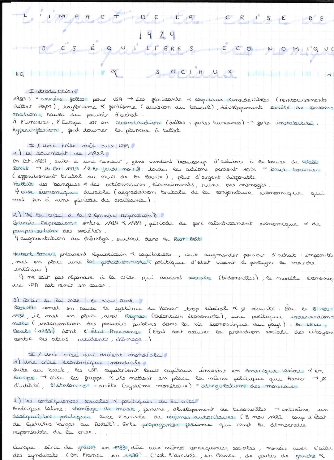 L'impact de la crise de 1929: déséquilibres économiques et sociaux 