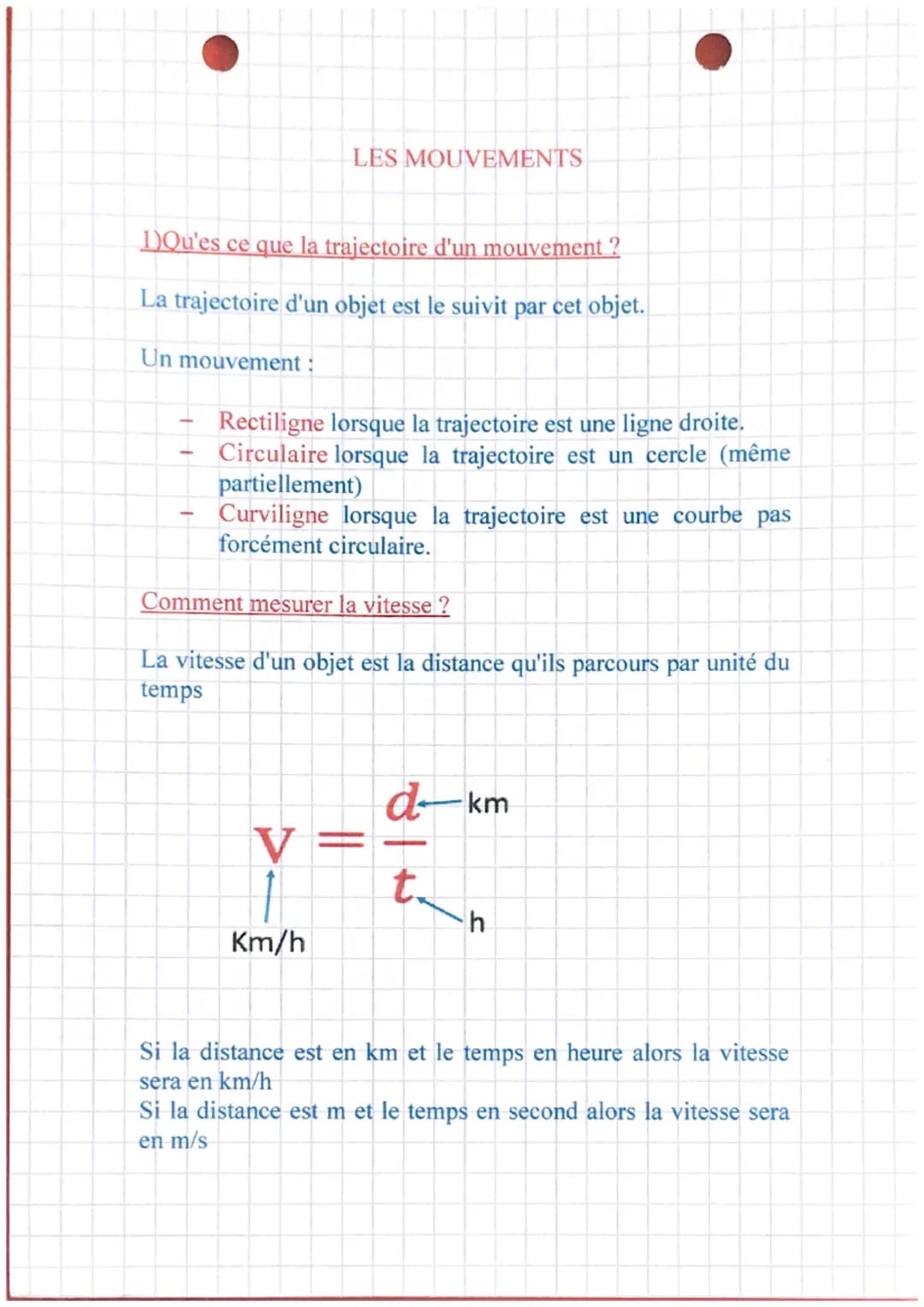 LES MOUVEMENTS
1)Qu'es ce que la trajectoire d'un mouvement
La trajectoire d'un objet est le suivit par cet objet.
Un mouvement:
Rectiligne 