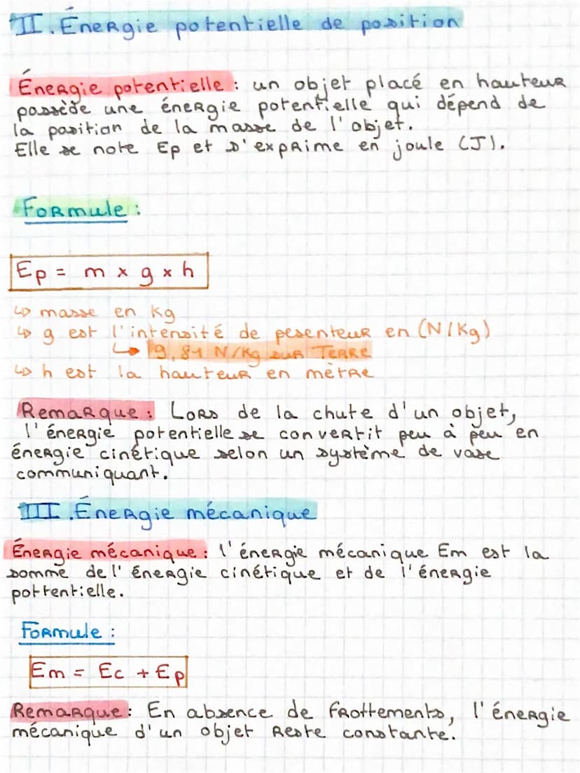 Chapitre 5: Énergie d'un objet en mouvement
I. Énergie cinétique
Énergie cinétique : l'énergie cinétique d'une
objet dépend de sa vitesse et