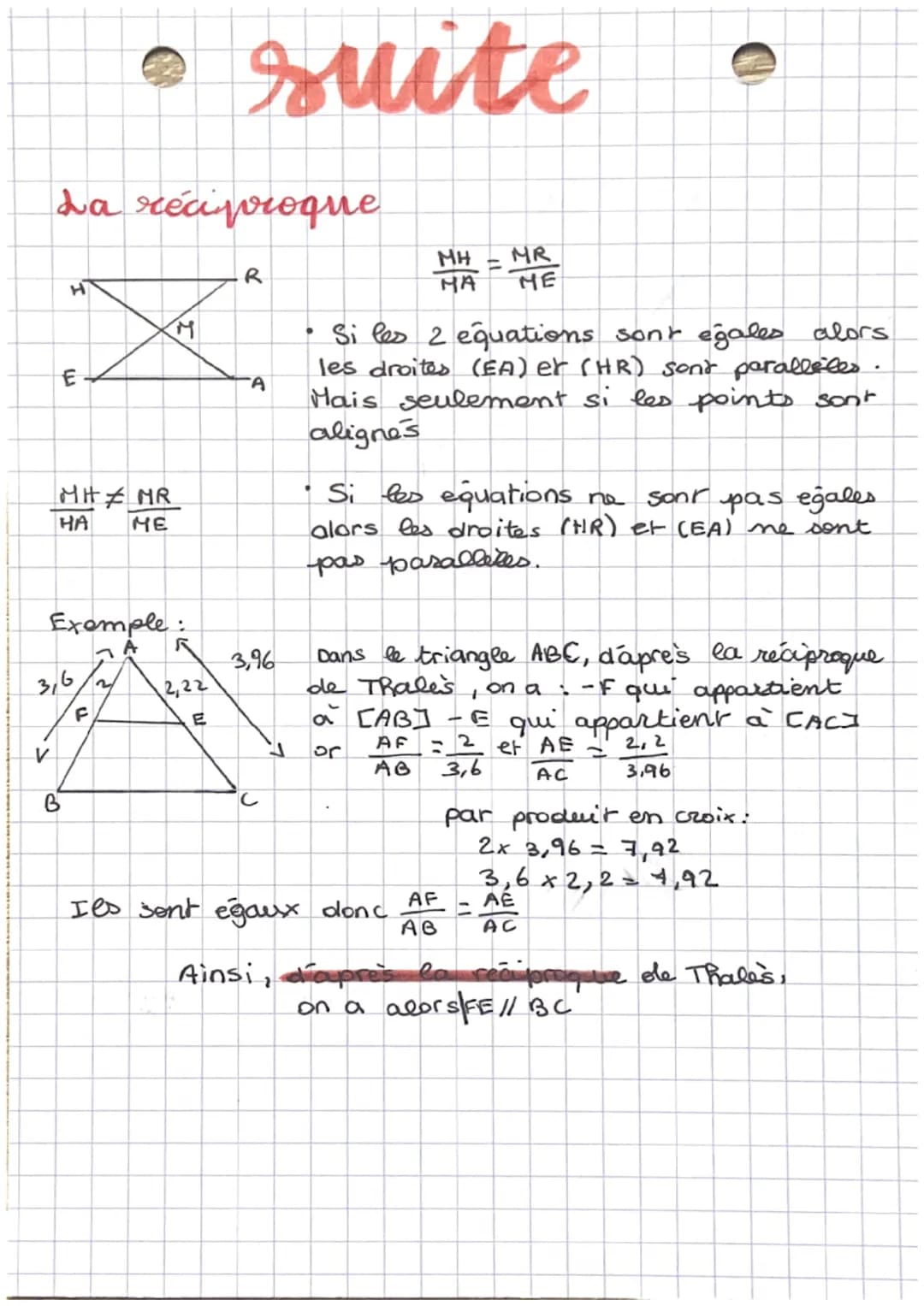 Le theoreme de Thales
A
B
H
6
3
• maths
AN =-
6,5
D
f
M
=
Determinens AN :
3
AN =
418
ㅋ
A
11
Remarque : Pour trouver des longueurs manquante