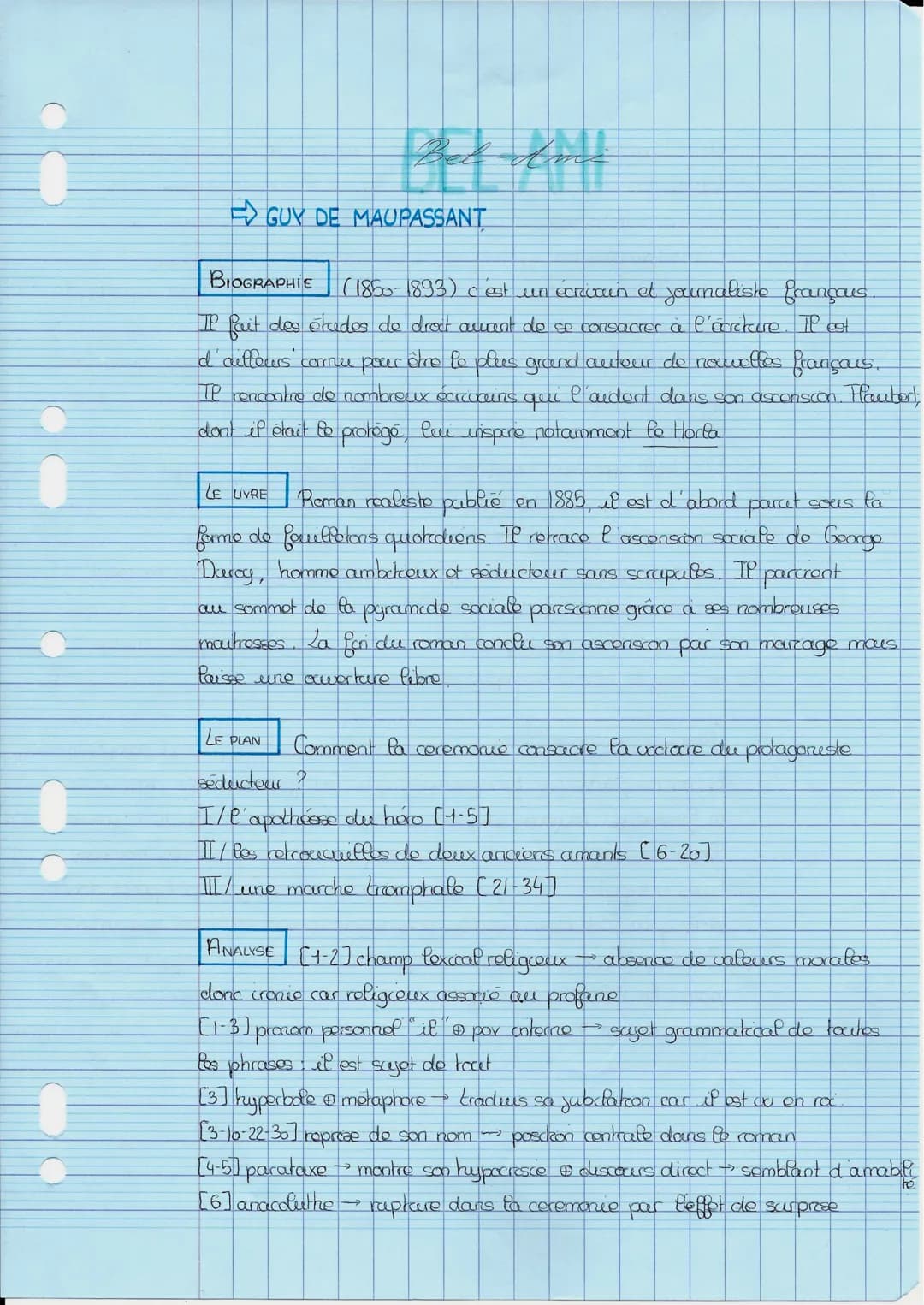 Le roman
Bel Ami, Guy de Maupassant
Texte 2
2
1 Lorsque l'office fut terminé, il se redressa, et donnant le bras à sa femme, il
passa dans l