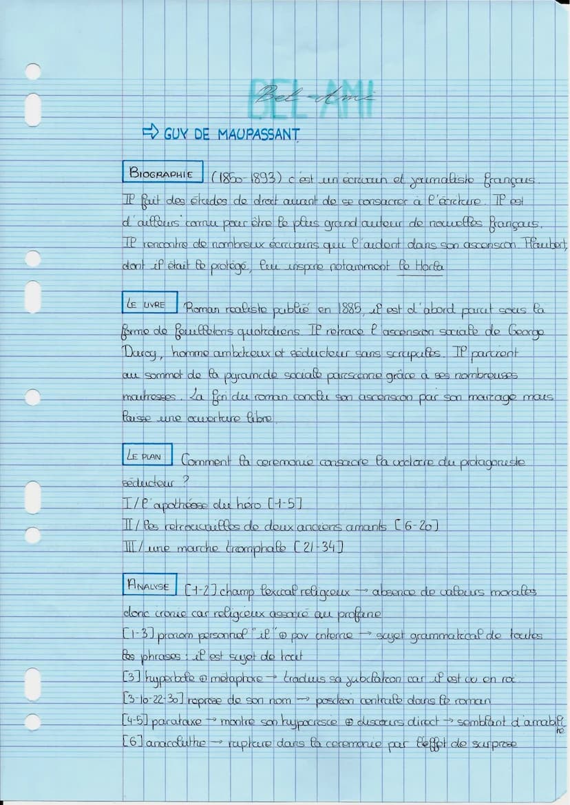 Le roman
Bel Ami, Guy de Maupassant
Texte 2
2
1 Lorsque l'office fut terminé, il se redressa, et donnant le bras à sa femme, il
passa dans l