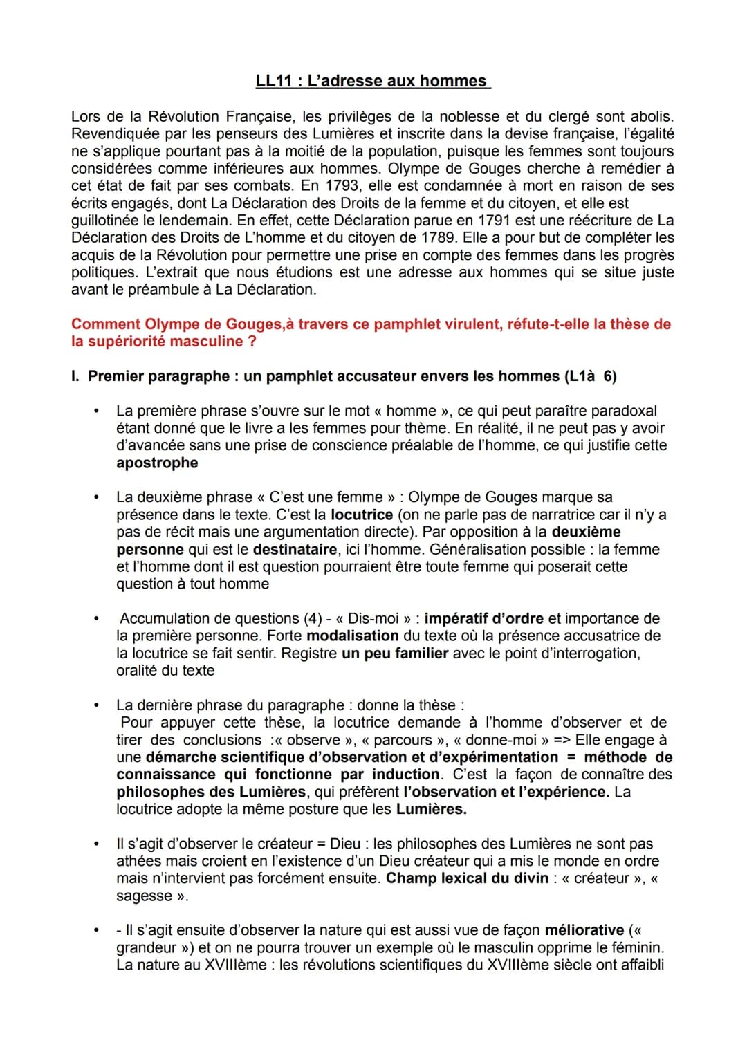 OBJET D'ÉTUDE: LA LITTÉRATURE D'IDÉES DU XVIE AU XVIIIE SIÈCLE
Ol: Déclaration des droits de la femme et de la citoyenne, Olympe de Gouges, 