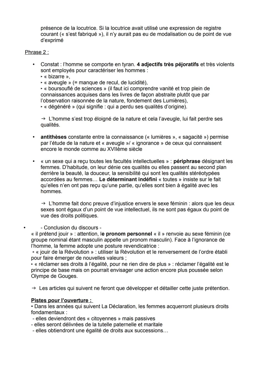 OBJET D'ÉTUDE: LA LITTÉRATURE D'IDÉES DU XVIE AU XVIIIE SIÈCLE
Ol: Déclaration des droits de la femme et de la citoyenne, Olympe de Gouges, 