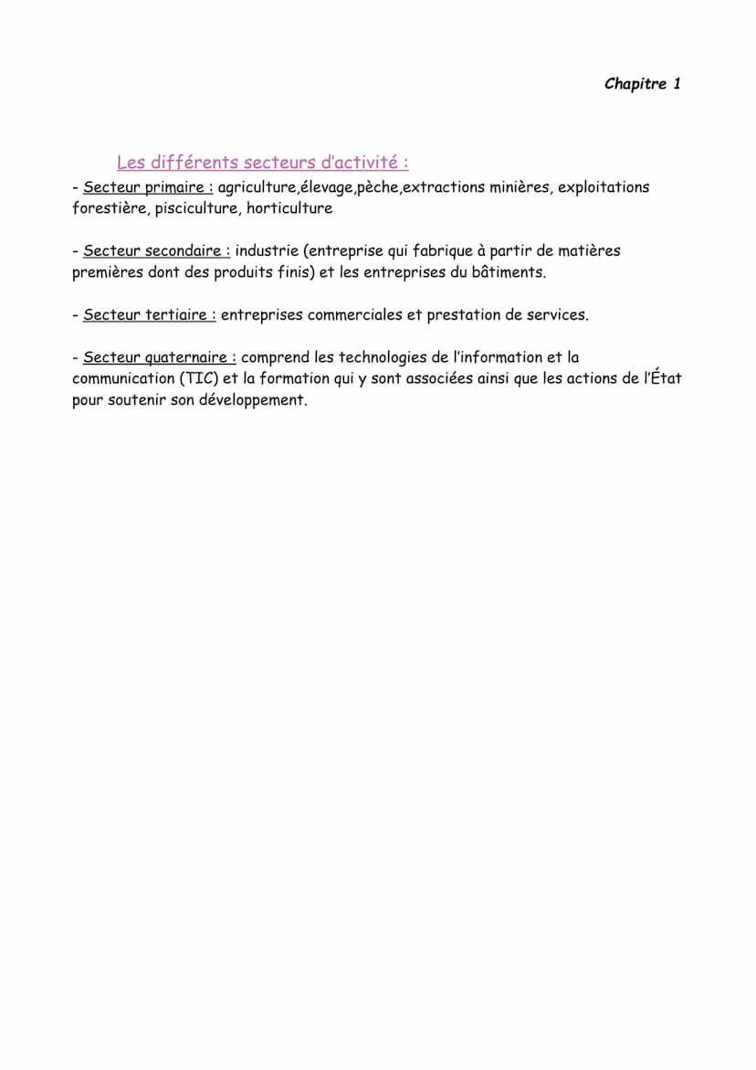 Le secteur d'activité
Module 1: Découvrir l'environnement d'une
entreprise
Économie - Gestion
I) L'activité économique
L'activité économique