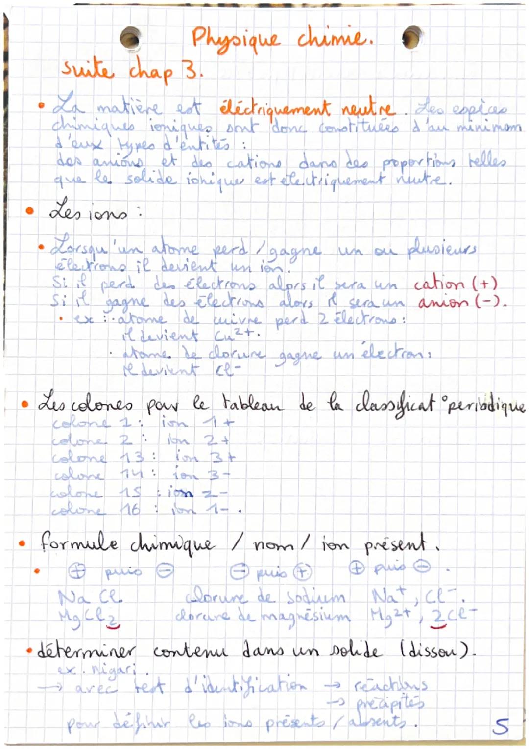 • VOC.
●
espèce chimique: un ensemble constitue d'entités
identiques. ex: molecules (H₂O) on atomes (0) ou ions
.
6
Physique
Chap 1: Corps p