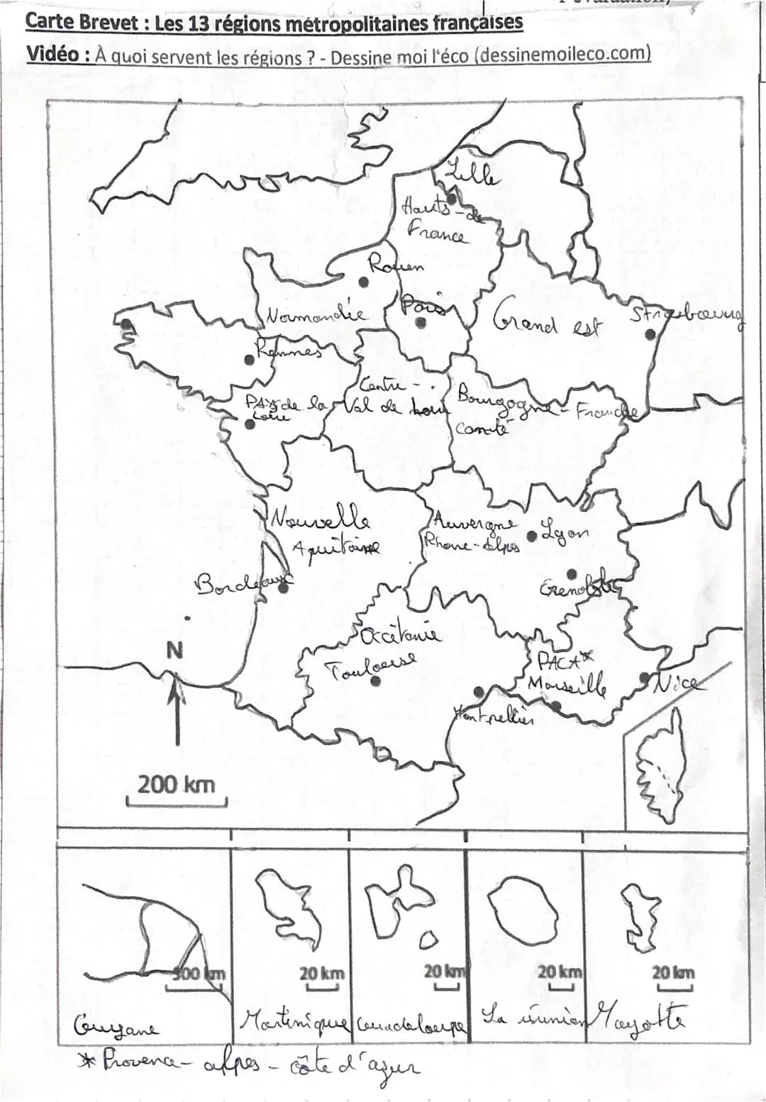 Carte Brevet: Les 13 régions métropolitaines françaises
Vidéo : À quoi servent les régions? - Dessine moi l'éco (dessinemoileco.com)
N
200 k