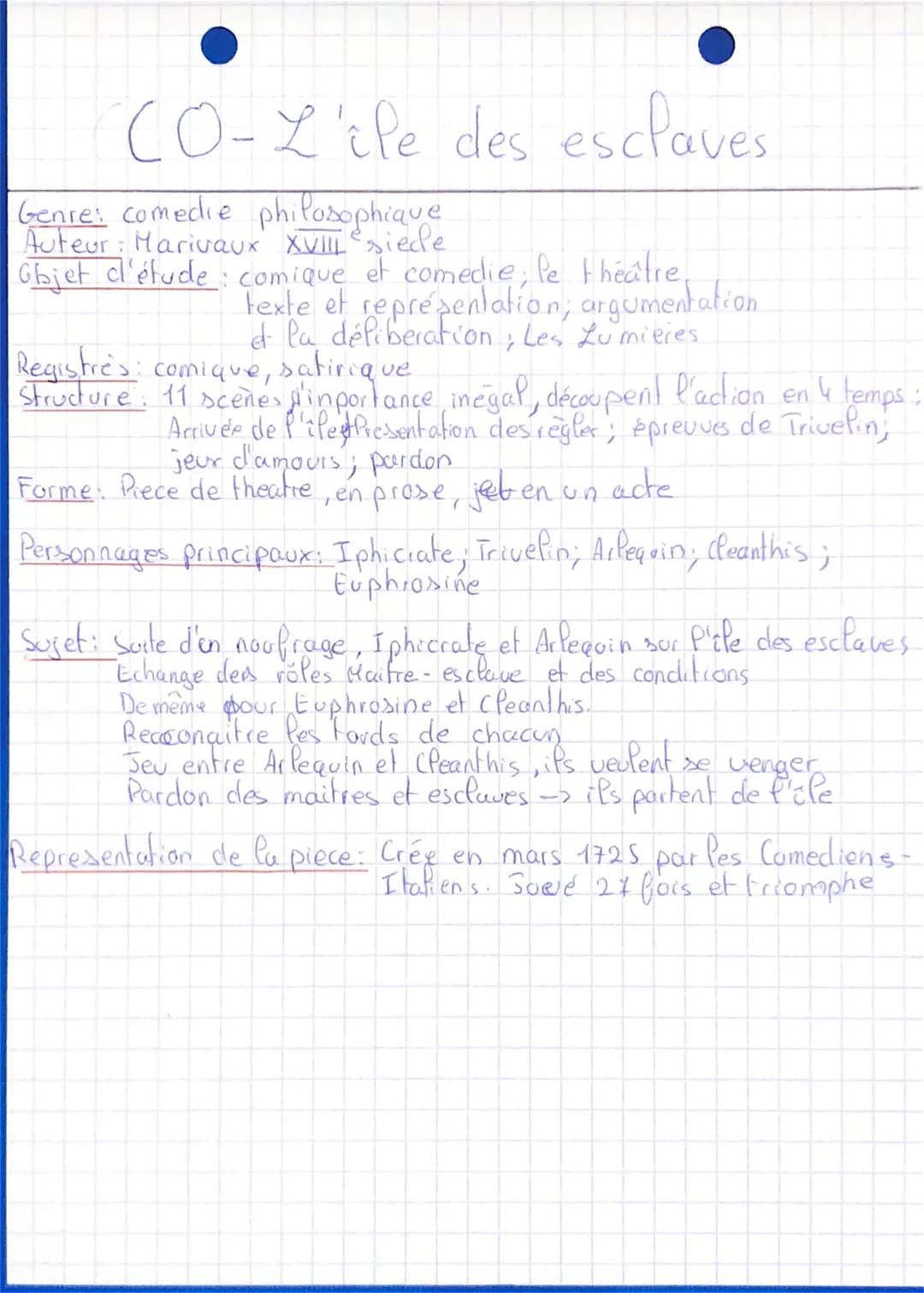 CO-L'ile des esclaves
Genre: comedie philosophia de
Auteur: Marivaux XVIII siede
Objet d'étude: comique et comedie, le theatre,
texte et rep