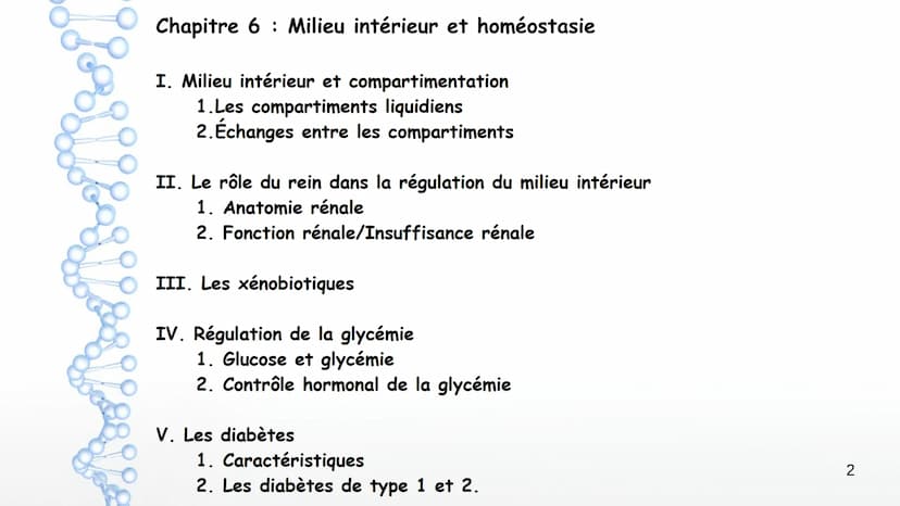 Chapitre 6 Milieu intérieur et homéostasie
:
1 Chapitre 6 Milieu intérieur et homéostasie
I. Milieu intérieur et compartimentation
1. Les co
