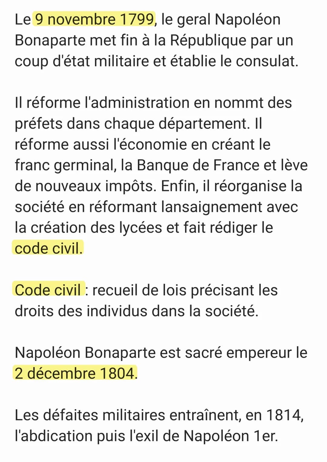 Jusqu'à 1791: monarchie absolue
1791 - 1792: monarchie constitutionnelle
1792-1799: République
1799-1804: consulat
1804-1814: empire
Au débu