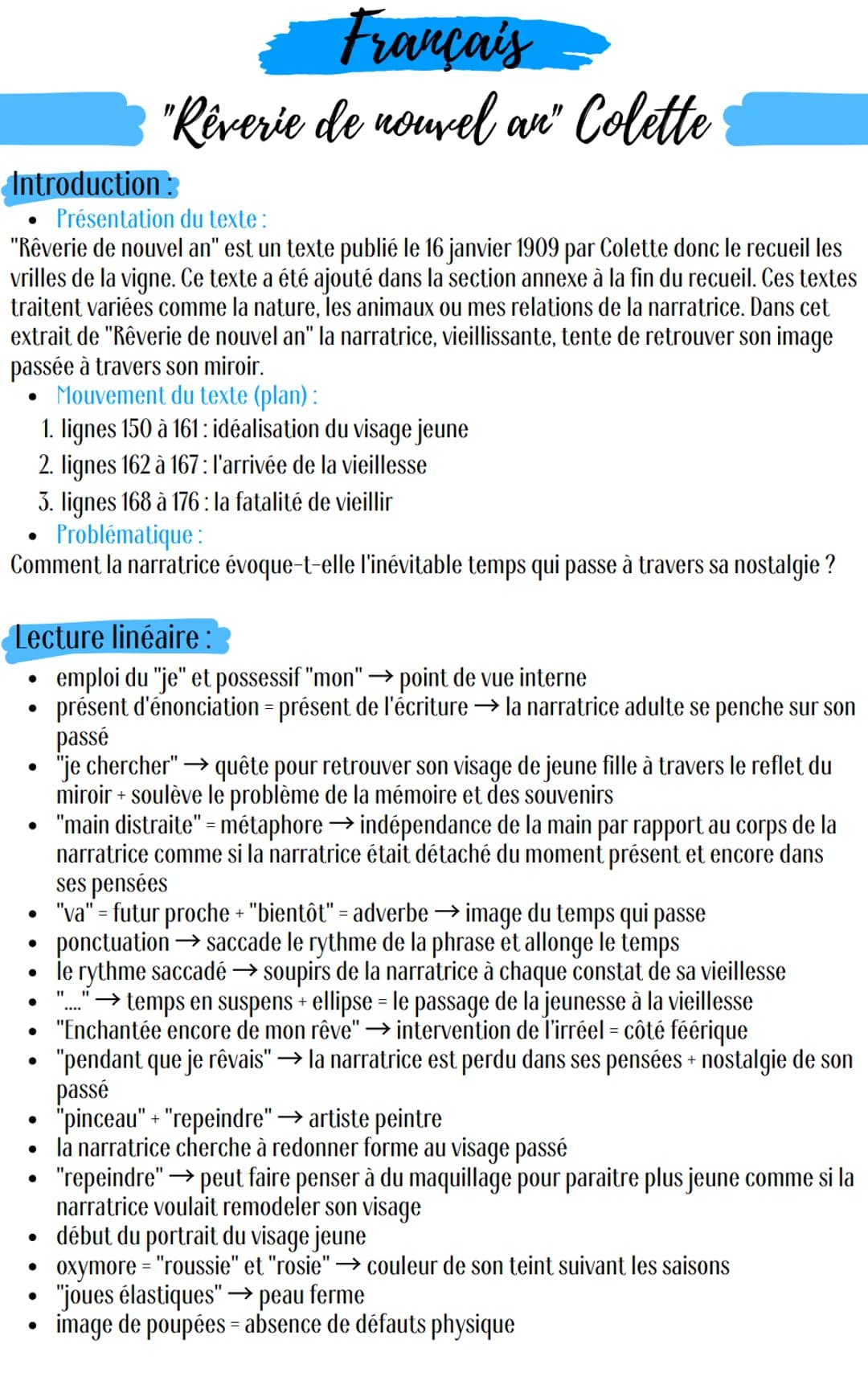 Introduction:
Présentation du texte :
"Rêverie de nouvel an" est un texte publié le 16 janvier 1909 par Colette donc le recueil les
vrilles 