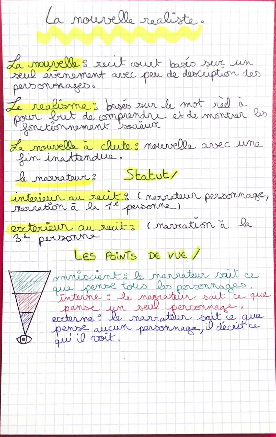 La nouvelle realiste.
La nouvelle & recit court basés sur un
seul évenement avec peu de description des
personnages.
Le realisme: basés sur 