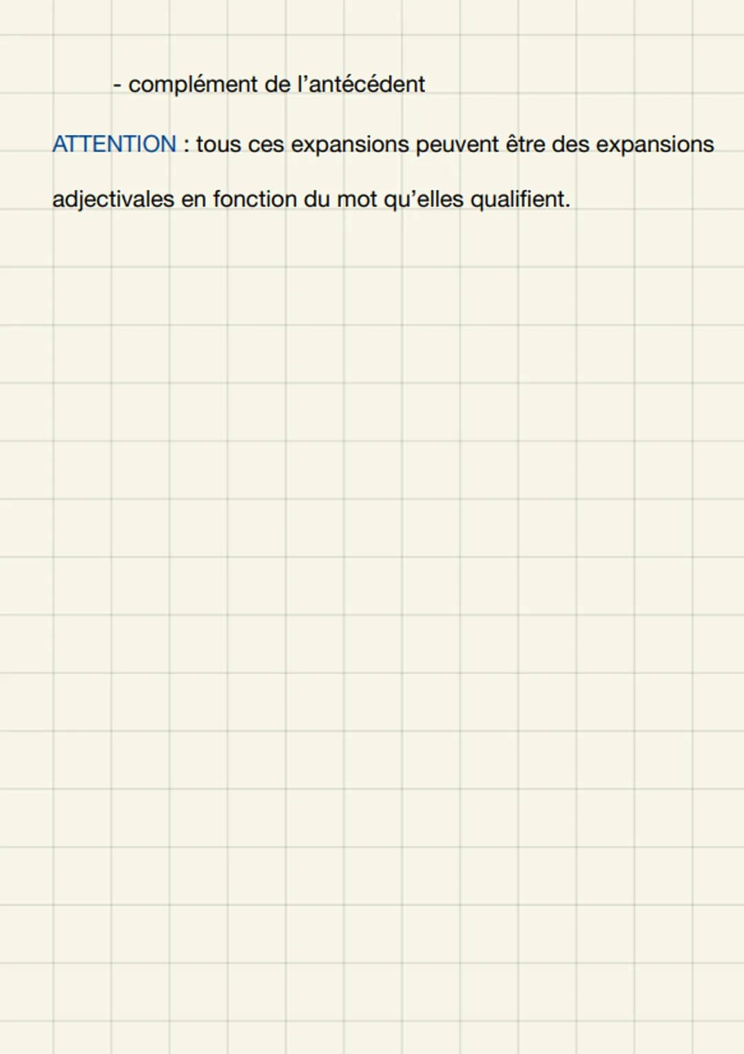 Expansions du nom
Introduction
Les expansions du nom permettent de preciser le sens du
nom qu'ils qualifient. Il existe plusieurs expansions