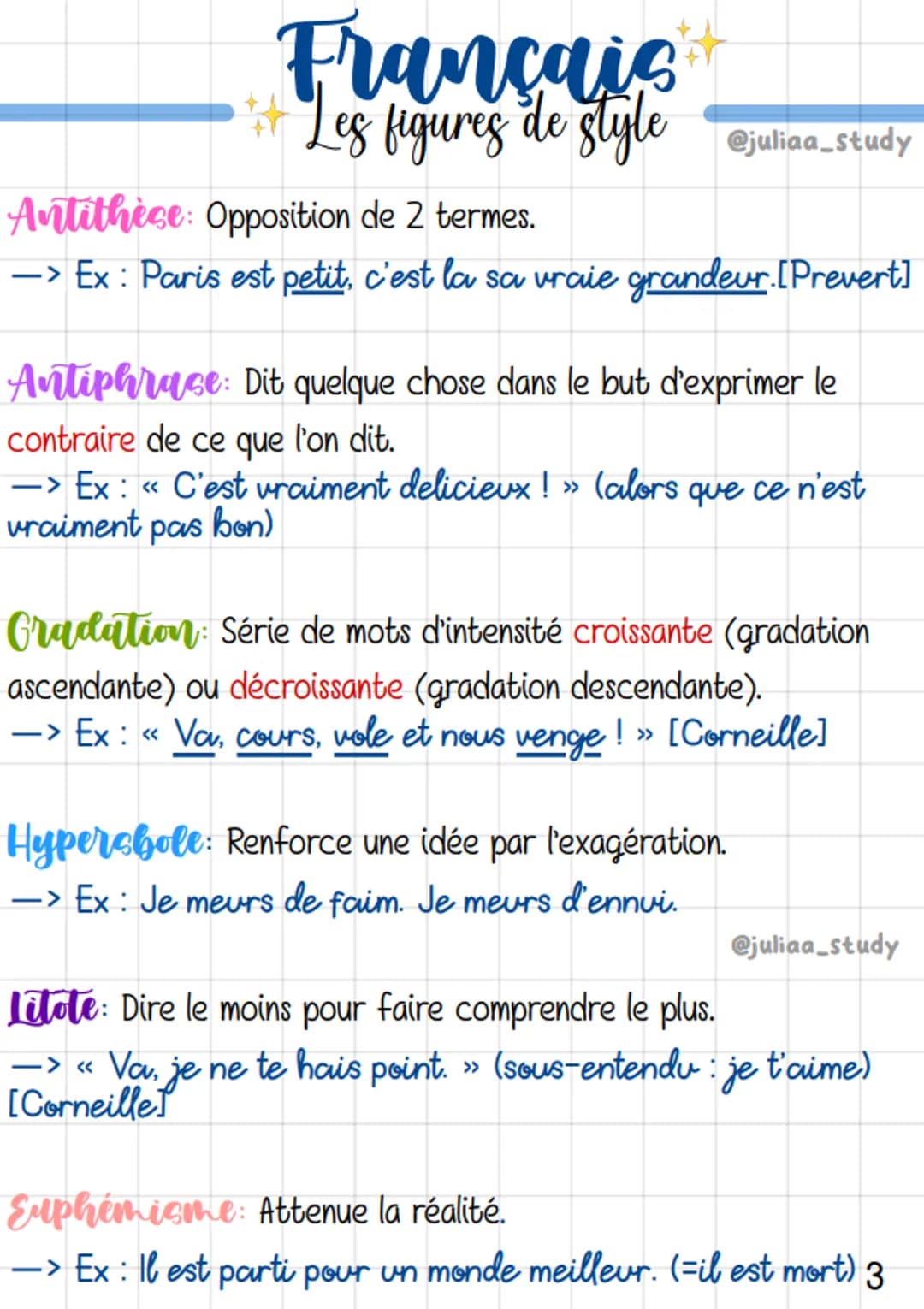 Francais
# Les figures de style @juliaa_study
Comparaison: Met en relation un élément (le comparé) avec
un autre (le comparant) avec un outi