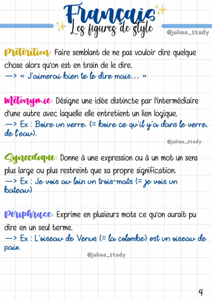 Francais
# Les figures de style @juliaa_study
Comparaison: Met en relation un élément (le comparé) avec
un autre (le comparant) avec un outi