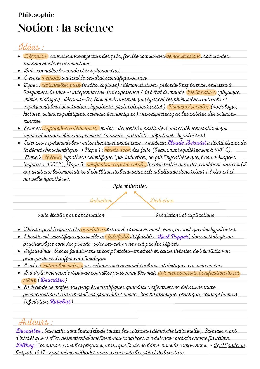 La Science et Philosophie : PDF pour Terminale avec Claude Bernard et Karl Popper