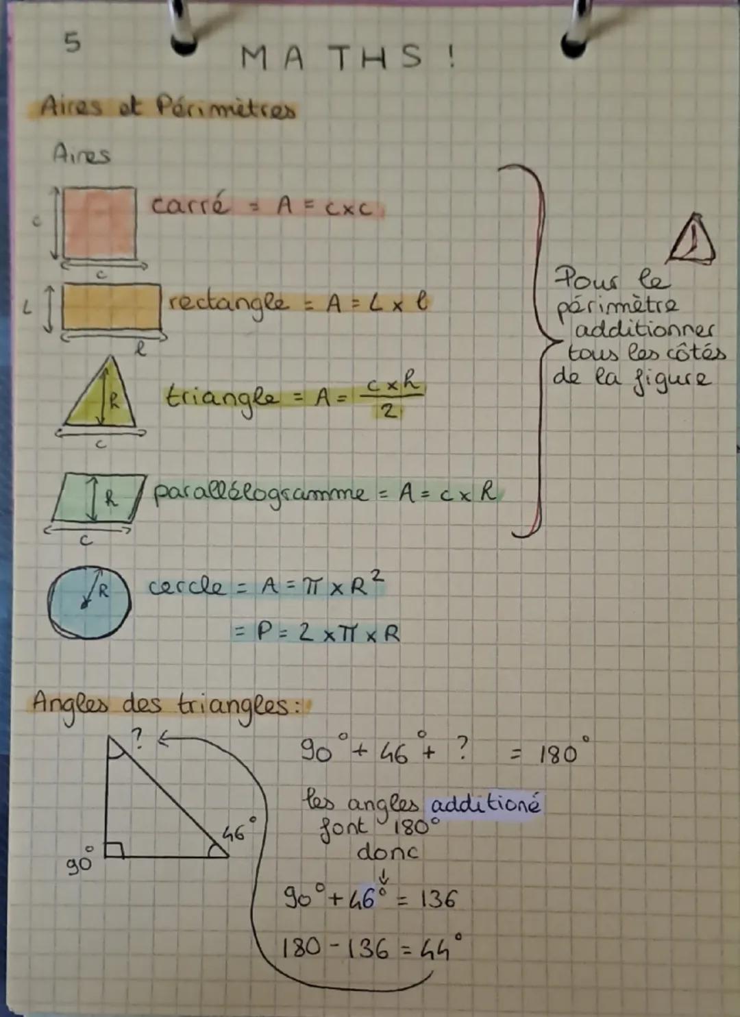 MATHS

Volumes

prismes droits = 2 bases paralleles
$V$: aire de la base x hauteur


h

L

$V = l \times l \times h$
pavé droit


$V=\pi x r