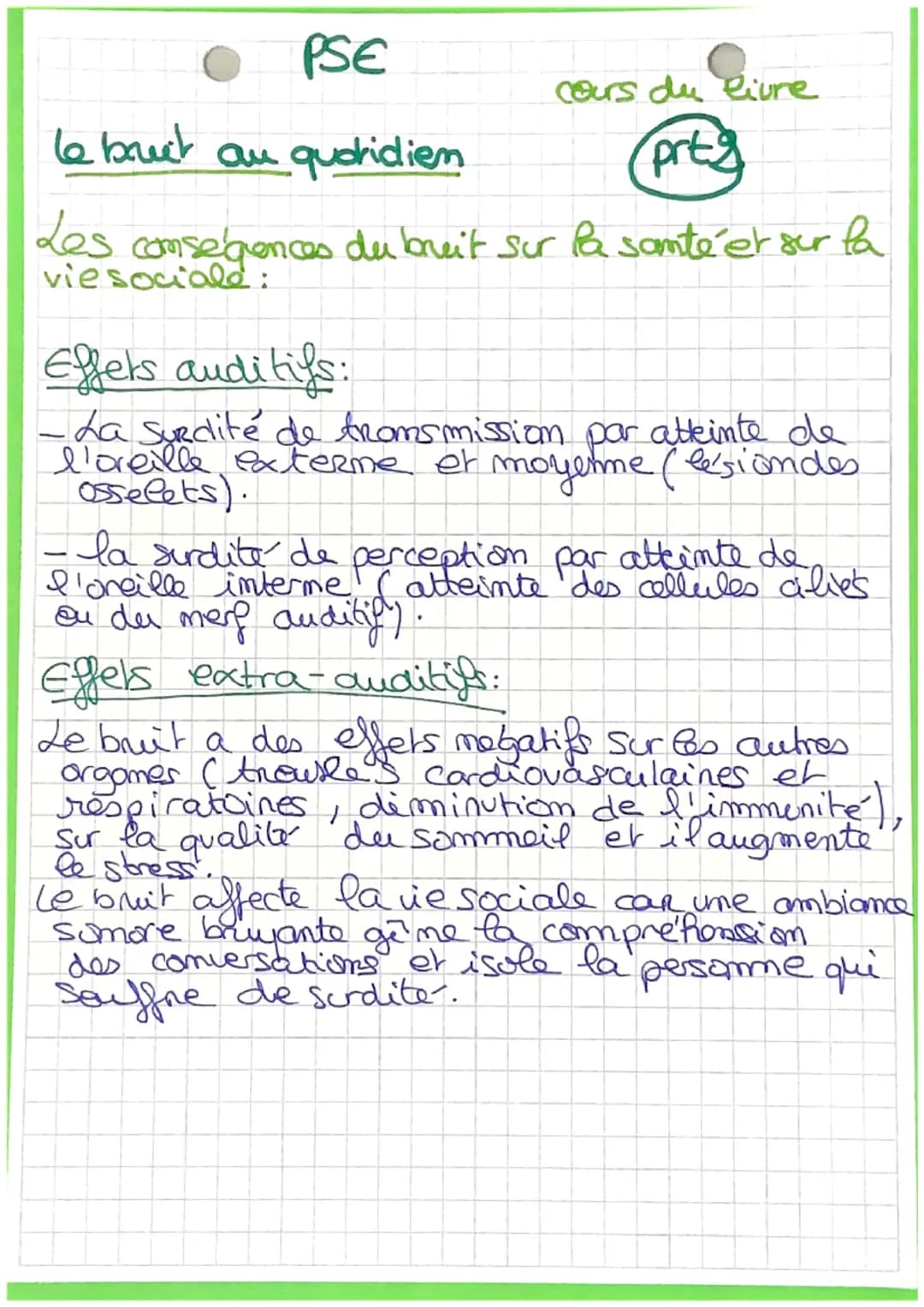 PS€
Le bruit au quotidiem
cours du livre
(Pre-1
Les conséquences du brit sur la qualité de
vie et la Santé sont importantes.
Le bruit est un