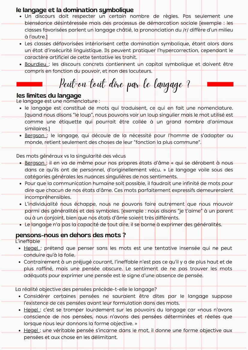 Philosophie
définitions
:
Le langage
faculté de communiquer la pensée par un système de signes
et en particulier au moyen de la langue assoc