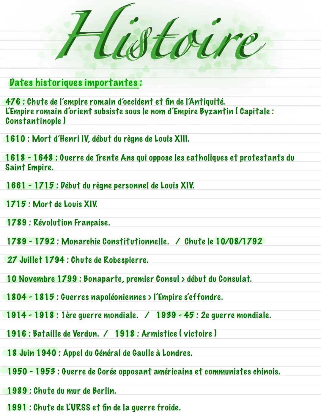 Histoire
Dates historiques importantes:
476: Chute de l'empire romain d'occident et fin de l'Antiquité.
L'Empire romain d'orient subsiste so